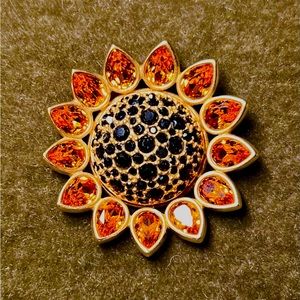 SWAROVSKI SIGNED SUNFLOWER BROOCH